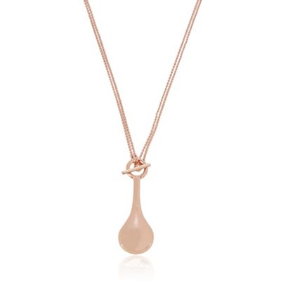 Rose gold plated T bar teardrop necklace